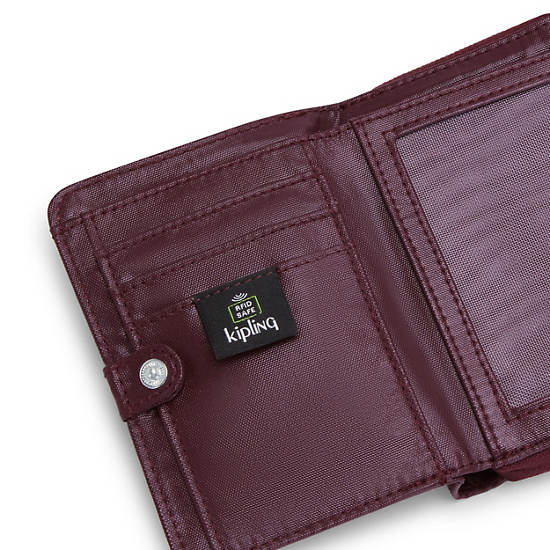 Kipling Money Love Metallic Small Wallet Wallets Burgundy Lacquer | CA 2206WN